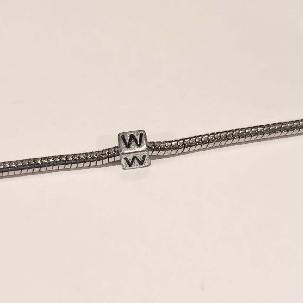 Silver W‎ Spacer Charm for Pandora Style Bracelet